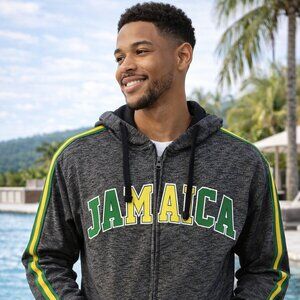 Unisex, gray zip-up hoodie "Jamaica"